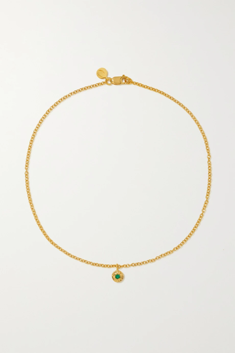 유럽직배송 옥타비아 엘리자베스 OCTAVIA ELIZABETH + NET SUSTAIN Nesting Gem 18-karat recycled gold emerald anklet 16114163151011294