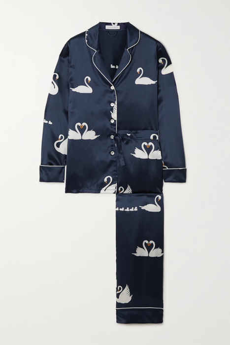 유럽직배송 올리비아본할 파자마 세트 OLIVIA VON HALLE Lila printed silk-satin pajama set 22250442026384057