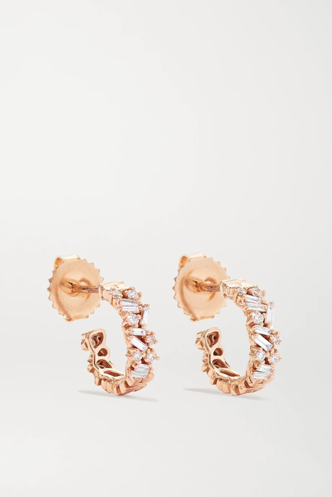 유럽직배송 수잔케일런 귀걸이 SUZANNE KALAN 18-karat rose gold diamond hoop earrings 18706561955849083