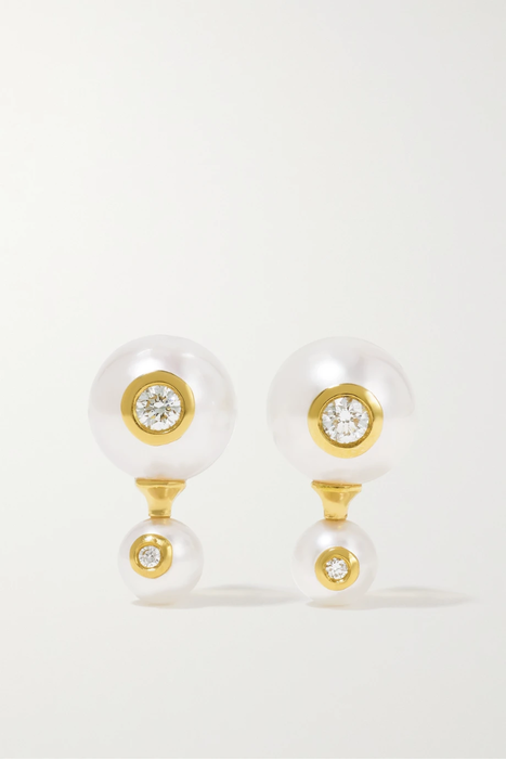 유럽직배송 STATE PROPERTY Nemara 18-karat gold, pearl and diamond earrings 25185454456118843