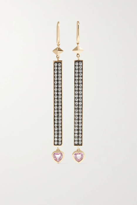유럽직배송 SORELLINA Cupid&#039;s Stx 18-karat gold, diamond and sapphire earrings 20346390235681909