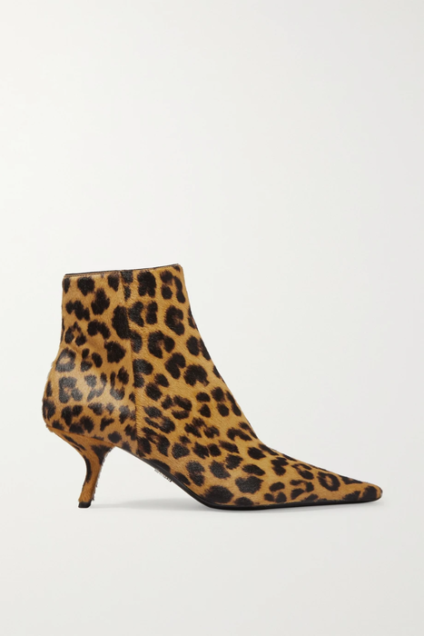 유럽직배송 프라다 PRADA 65 leopard-print calf hair ankle boots 9679066509330286
