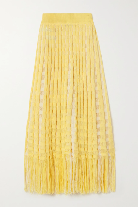 유럽직배송 질샌더 JIL SANDER Fringed open-knit cotton maxi skirt 16114163151107371