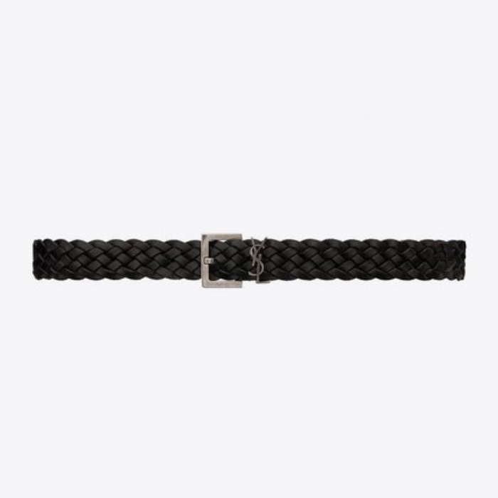 유럽직배송 입생로랑 SAINT LAURENT MONOGRAM belt with square buckle in braided leather 6102551QC1D1000