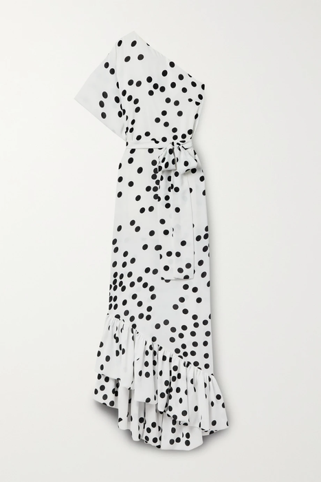 유럽직배송 모니크륄리에 MONIQUE LHUILLIER One-shoulder belted ruffled polka-dot crepe gown 25185454456026185
