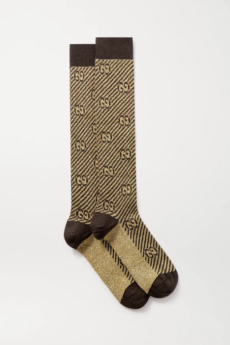 유럽직배송 구찌 GUCCI Metallic jacquard-knit socks 31840166392375148