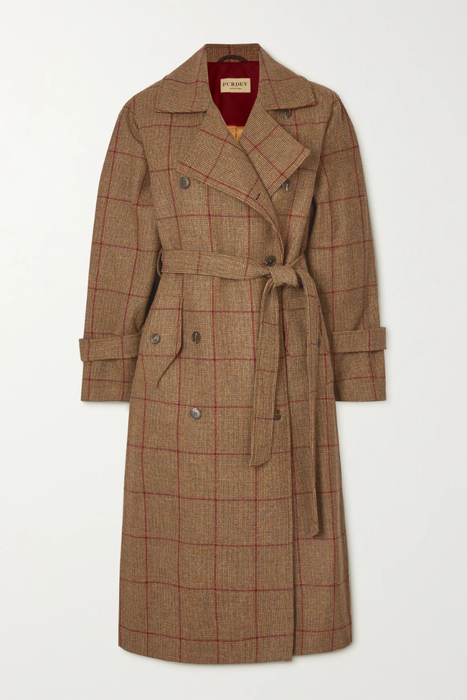 유럽직배송 PURDEY Belted checked wool-tweed trench coat 23471478575905725