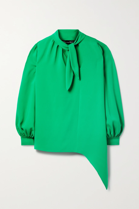 유럽직배송 오스카르데라렌타 OSCAR DE LA RENTA Asymmetric tie-neck stretch-silk blouse 24772899113322849