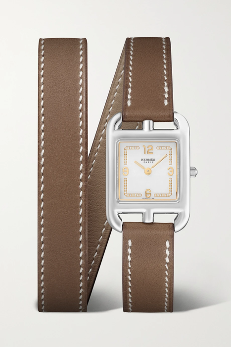 유럽직배송 HERMÈS TIMEPIECES Cape Cod Fil D&#039;Or stainless steel, leather and diamond watch 29419655932150922