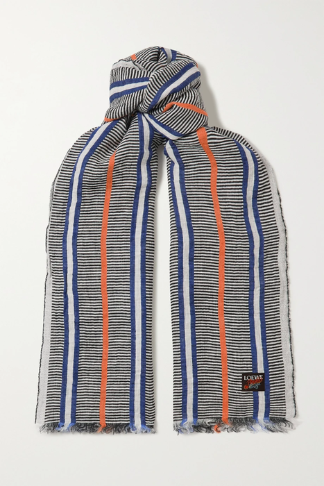 유럽직배송 로에베 LOEWE + Paula&#039;s Ibiza fringed striped linen scarf 4394988608679556
