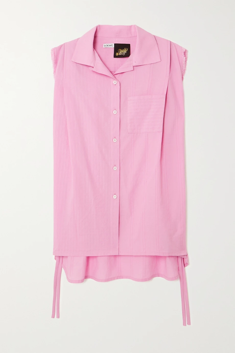유럽직배송 로에베 LOEWE + Paula&#039;s Ibiza tie-detailed frayed cotton blouse 10163292708831730