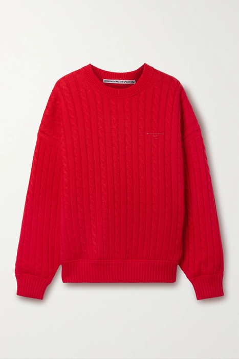 유럽직배송 알렉산더왕 ALEXANDER WANG Cable-knit cotton-blend sweater 11452292646525509