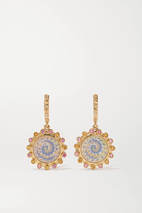 유럽직배송 MARLO LAZ Spiral 14-karat gold, enamel, diamond and sapphire earrings 30828384629495122