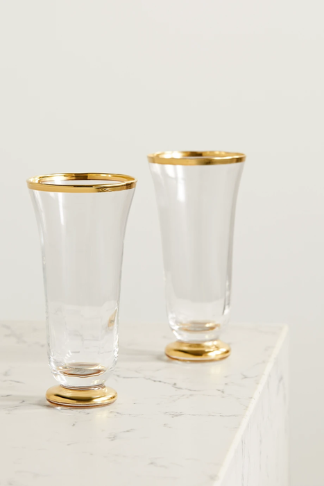 유럽직배송 AERIN Sophia set of two glass flutes 33258524072458971