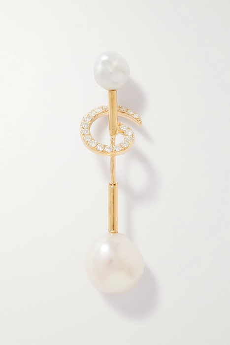 유럽직배송 아니사케르미쉬 싱글 귀걸이 ANISSA KERMICHE Betty 14-karat gold, pearl and diamond single earring 16114163151002907