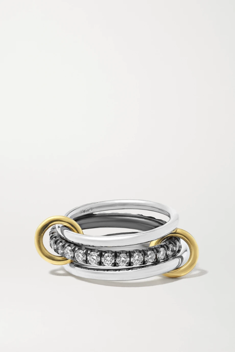 유럽직배송 스피넬리 킬콜린 반지 SPINELLI KILCOLLIN Petunia set of three sterling silver, rhodium-plated and 18-karat gold diamond rings 34344356236852920