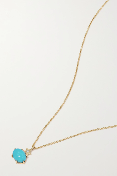 유럽직배송 ANDREA FOHRMAN Mini Cosmo 14-karat gold, turquoise and diamond necklace 17411127376103844