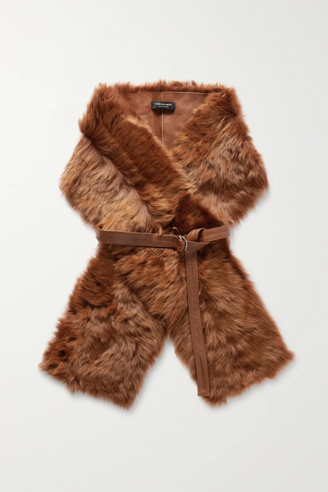 유럽직배송 이브살로몬 YVES SALOMON Leather-trimmed shearling scarf 20346390236417576