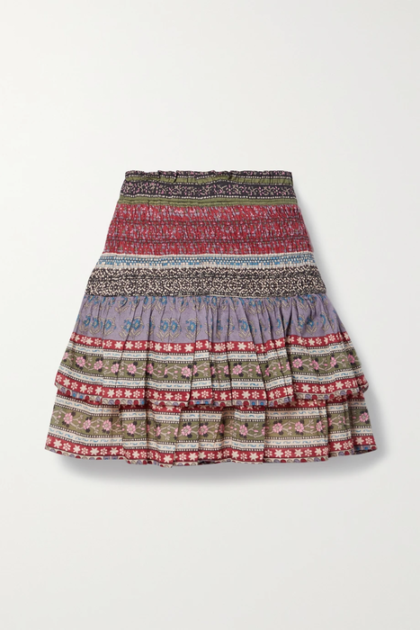 유럽직배송 Sea SEA Brooke shirred ruffled printed cotton-voile mini skirt 24772899113131629