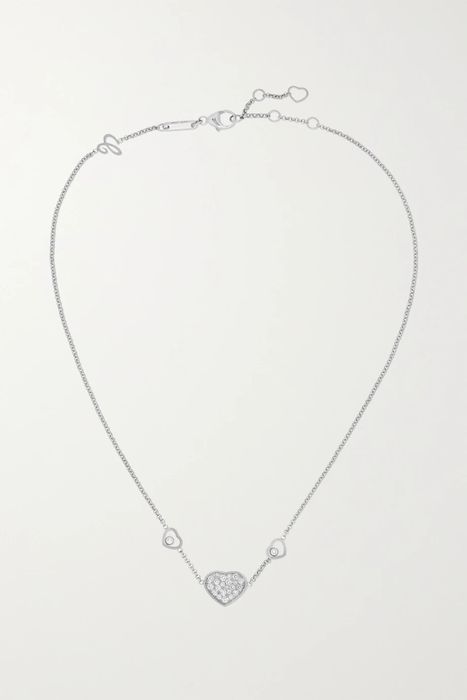 유럽직배송 CHOPARD Happy Hearts 18-karat white gold diamond necklace 11452292647463908