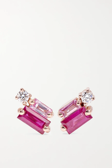 유럽직배송 수잔케일런 귀걸이 SUZANNE KALAN 18-karat rose gold, diamond and sapphire earrings 23841192565728049