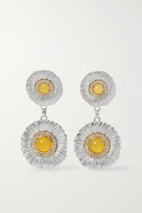 유럽직배송 부첼라티 귀걸이 BUCCELLATI Daisy gold-plated sterling silver, agate and diamond earrings 13452677153262892