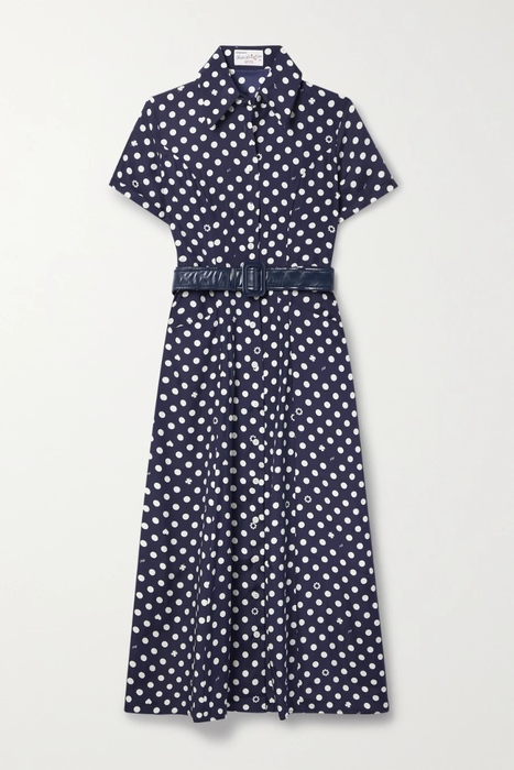 유럽직배송 HVN 셔츠원피스 Cristina belted polka-dot silk crepe de chine midi shirt dress 24665545640651595