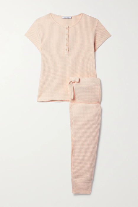 유럽직배송 나인티퍼센트 NINETY PERCENT Waffle-knit stretch-organic cotton pajama set 27086482324334614