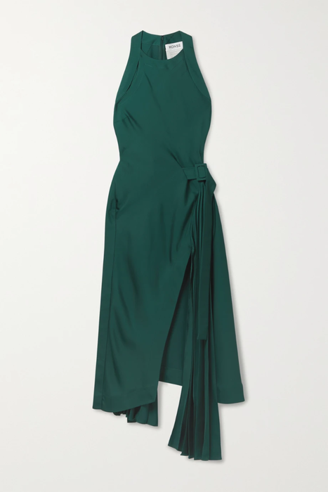 유럽직배송 몬세 MONSE Asymmetric wrap-effect pleated satin-crepe midi dress 11452292645911845