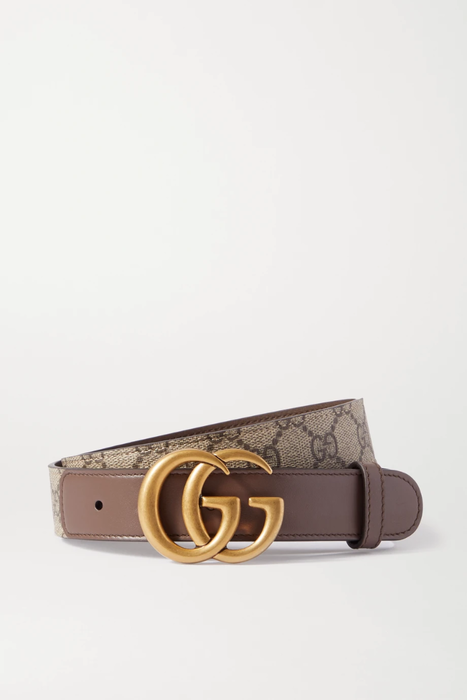 유럽직배송 구찌 GUCCI Leather-trimmed printed coated-canvas belt 19971654707124631