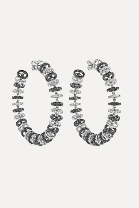 유럽직배송 OFIRA Halo 18-karat blackened white gold diamond hoop earrings 22831760542419939