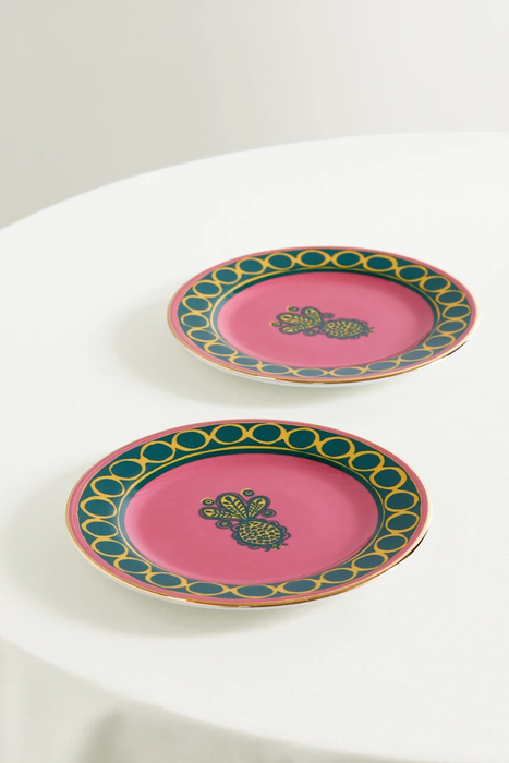 유럽직배송 라더블제이 LA DOUBLEJ Set of two gold-plated porcelain dessert plates 17411127376825936