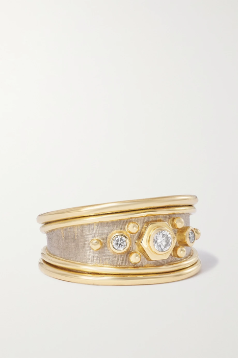 유럽직배송 ELIZABETH GAGE 18-karat white and yellow gold diamond ring 29419655932374837