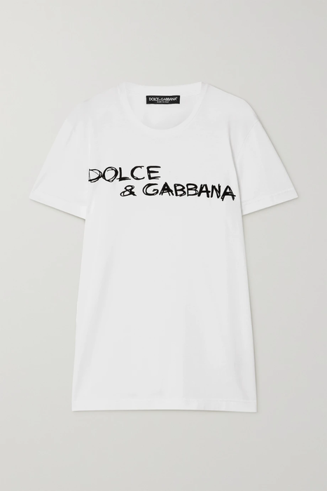유럽직배송 돌체앤가바나 DOLCE &amp; GABBANA Flocked cotton-jersey T-shirt 11452292646026342
