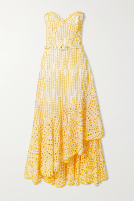 유럽직배송 CHARO RUIZ Aurora strapless asymmetric broderie anglaise cotton-blend dress 24772899113485436