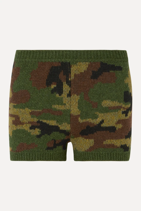 유럽직배송 미우미우 MIU MIU Camouflage-intarsia wool shorts 9679066509209493