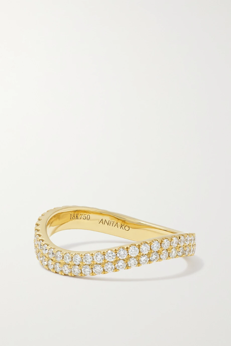 유럽직배송 아니타고 반지 ANITA KO Curved 18-karat gold diamond ring 560971903990088
