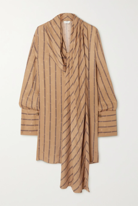 유럽직배송 펜디 FENDI Oversized draped striped silk-jacquard mini dress 17266703523753568