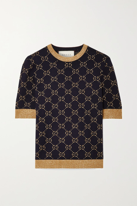 유럽직배송 구찌 GUCCI Metallic jacquard-knit cotton-blend sweater 29419655932636229