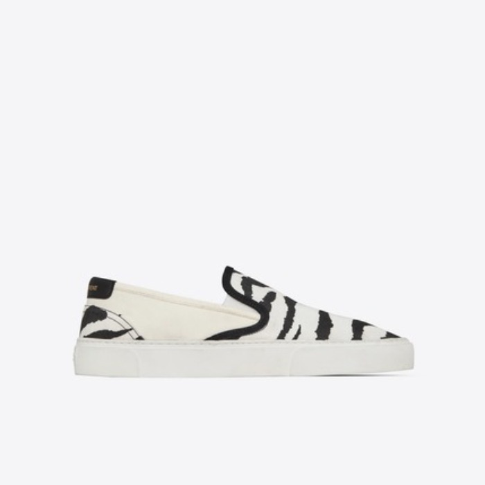유럽직배송 입생로랑 SAINT LAURENT VENICE slip-on sneakers in zebra-print canvas 5857421OD209666