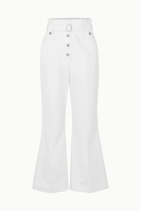 유럽직배송 미우미우 MIU MIU Belted cotton-twill flared pants 9679066509209141
