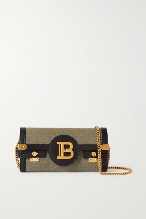 유럽직배송 발망 숄더백 BALMAIN B-Buzz 23 chain-embellished leather-trimmed canvas shoulder bag 22250442026011514