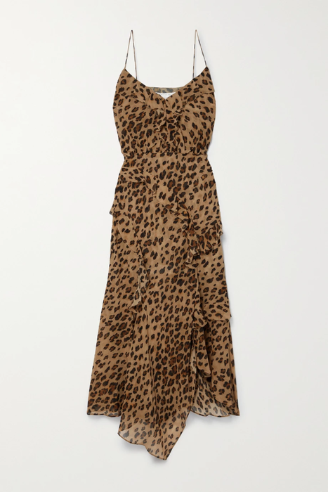유럽직배송 베로니카비어드 원피스 VERONICA BEARD Avenel asymmetric ruffled leopard-print silk crepe de chine dress 25185454455918285