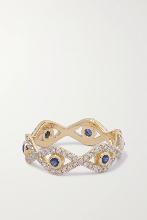 유럽직배송 SYDNEY EVAN Evil Eye 14-karat gold, diamond and sapphire ring 17411127376971038