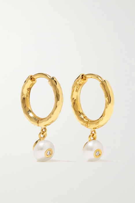 유럽직배송 옥타비아 엘리자베스 귀걸이 OCTAVIA ELIZABETH + NET SUSTAIN Micro Gabby 18-karat recycled gold, pearl and diamond hoop earrings 27086482322974019