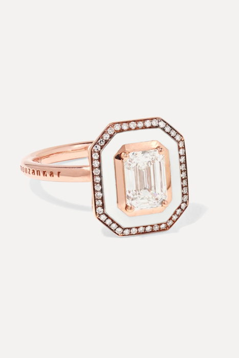 유럽직배송 SELIM MOUZANNAR Mina 18-karat rose gold, enamel and diamond ring 665933302387333