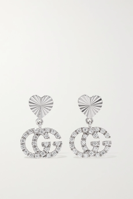 유럽직배송 구찌 귀걸이 GUCCI GG Running 18-karat white gold diamond earrings 34344356237210389