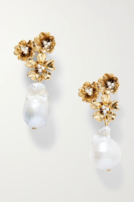 유럽직배송 오스카르데라렌타 OSCAR DE LA RENTA Gold-tone, Swarovski crystal and pearl earrings 29419655932260062