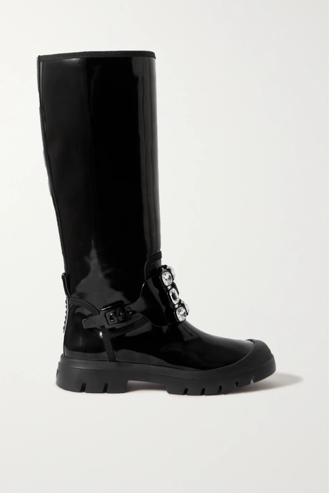유럽직배송 로저비비에 ROGER VIVIER Walky Viv crystal-embellished patent-leather knee boots 15546005221912198