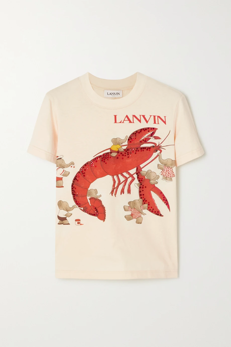 유럽직배송 랑방 LANVIN + Babar crystal-embellished printed cotton-jersey T-shirt 4394988608775299